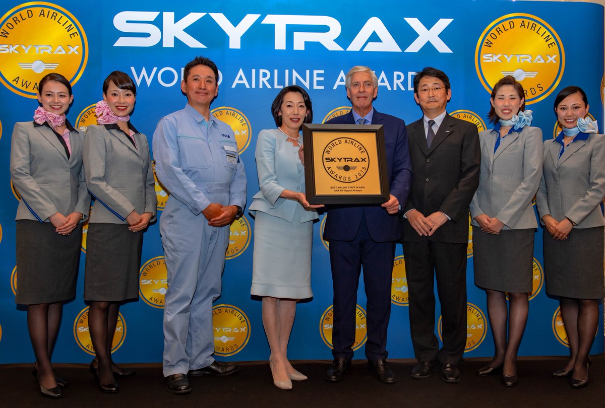 ANA All Nippon Airways receives the World's Best AIrline Cabin Cleanliness and Best Airline Staff in Asia 2018 - World Airline Awards 2018 - Skytrax Airline Awards 2018