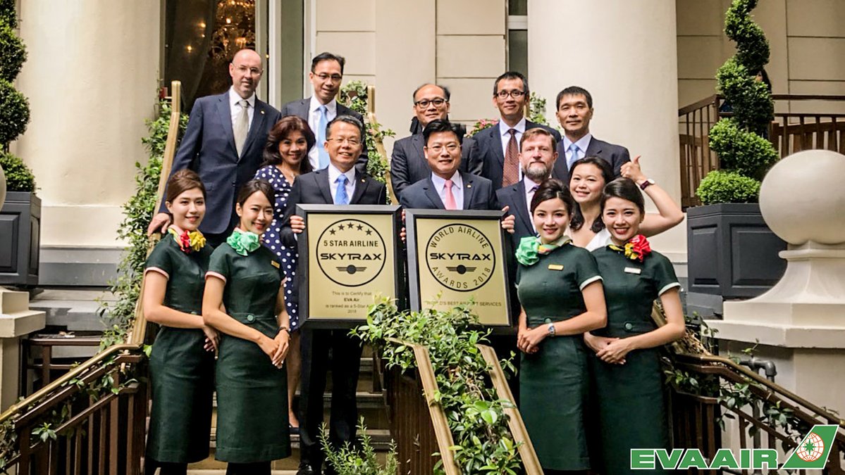EVA Air receives the World's Best Airport Services and 5th Place in the World's Top 10 Airlines - World Airline Awards 2018 - Skytrax Airline Awards 2018