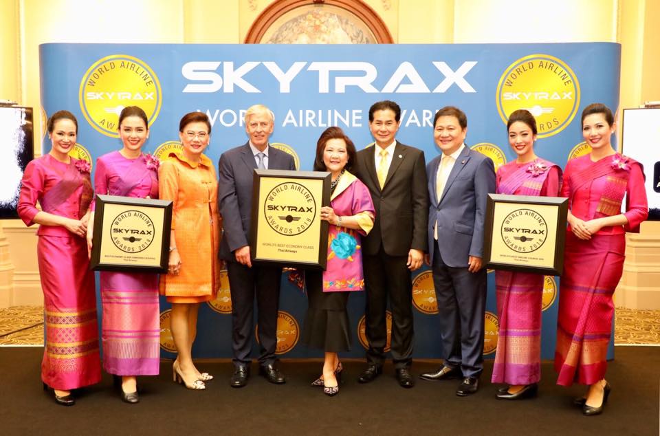 Thai Airways receives the World's Best Economy Class, the World's Best Airline Lounge Spa, and the Best Economy Class Onboard Catering - World Airline Awards 2018 - Skytrax Airline Awards 2018