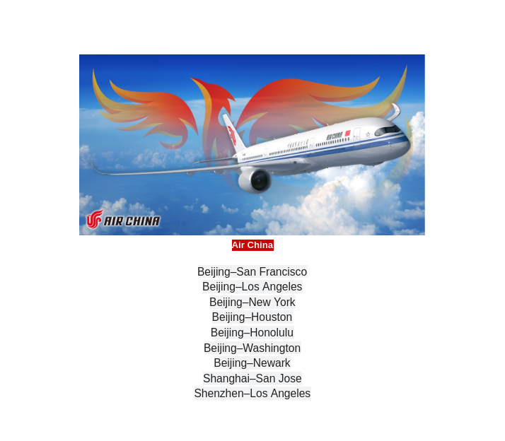 Air China non-stop flights