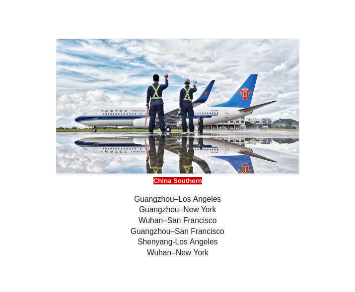 China Southern Airlines non-stop flights