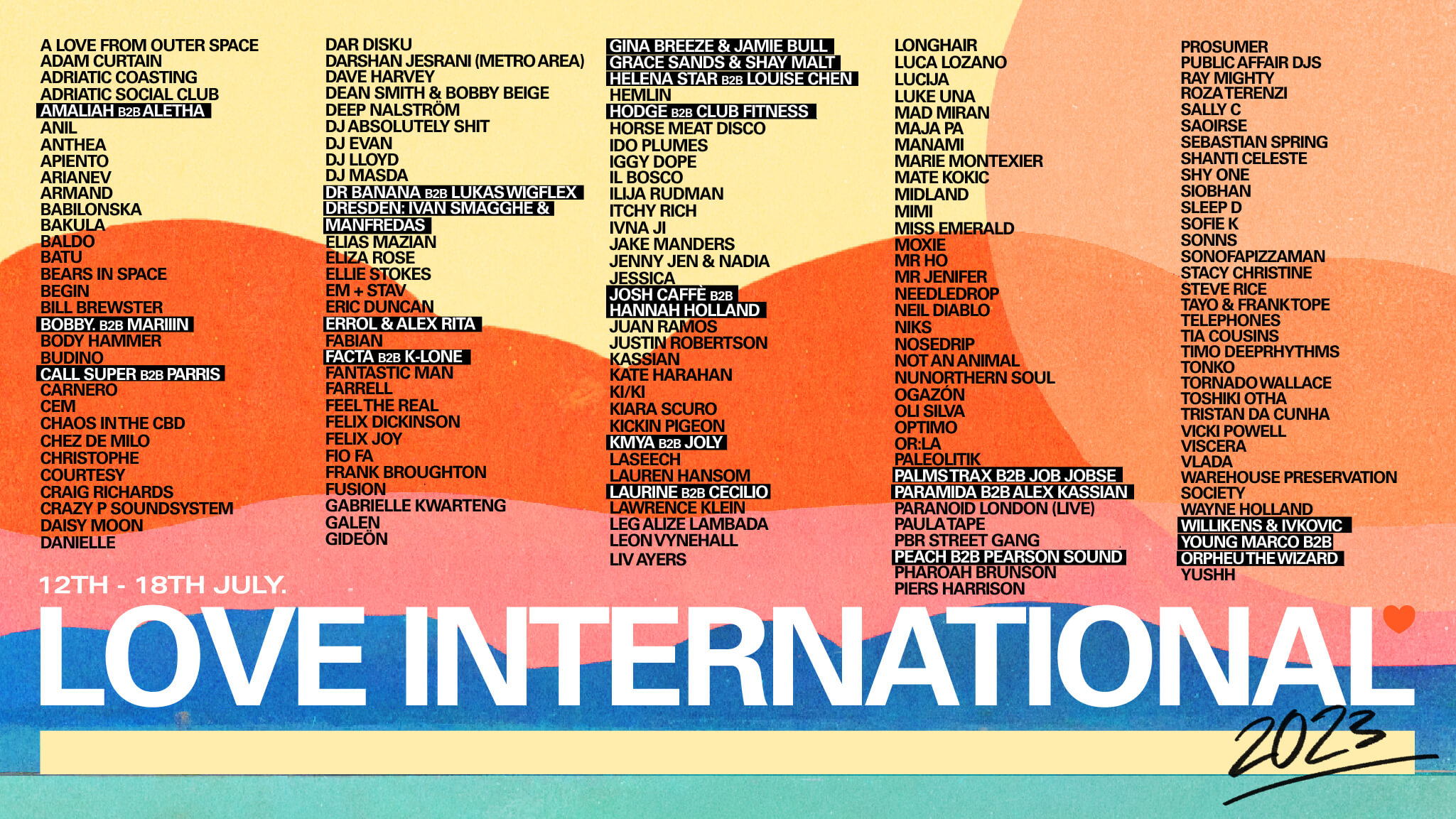 European music festivals include electronica festivals like Love International