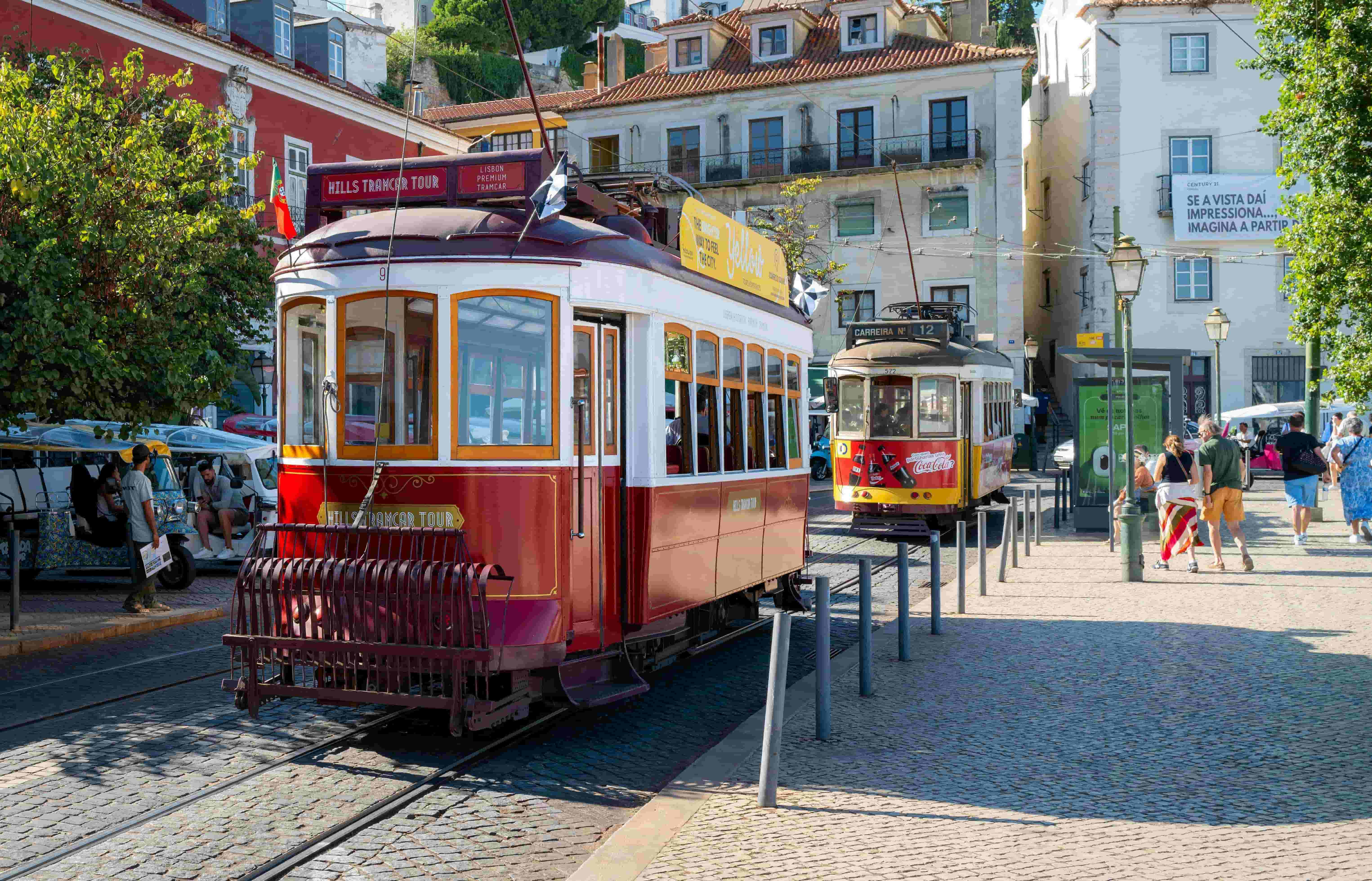 Sunny day in the Almafa District in Lisbon, Portugal