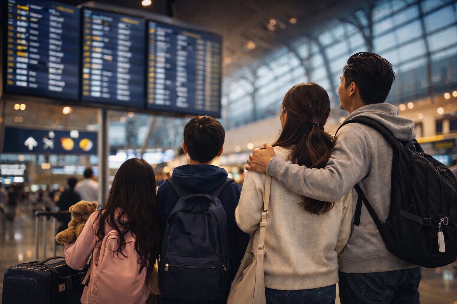 Filipino-American family at the airport