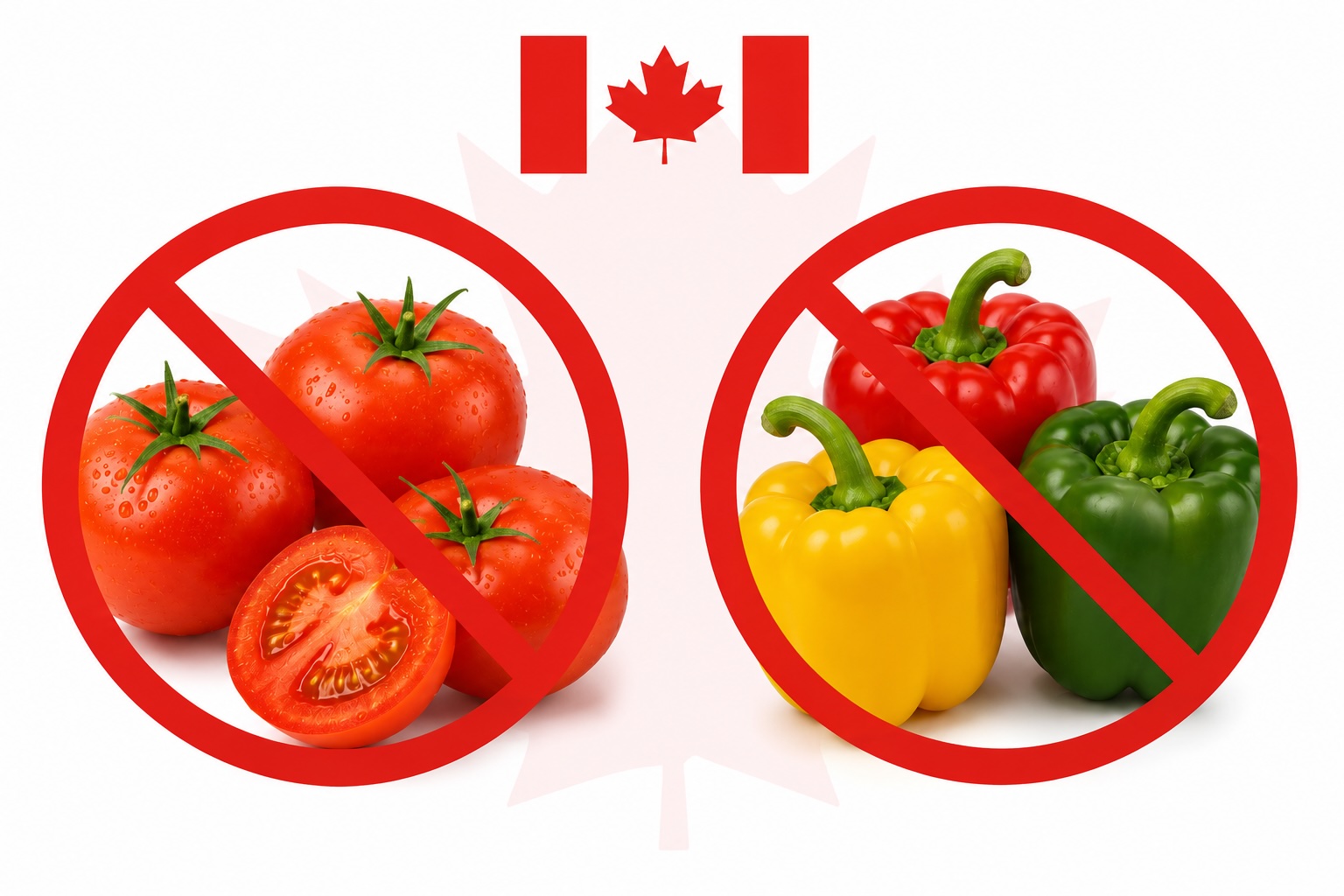 You can't bring Canadian tomatoes and bell peppers into the US