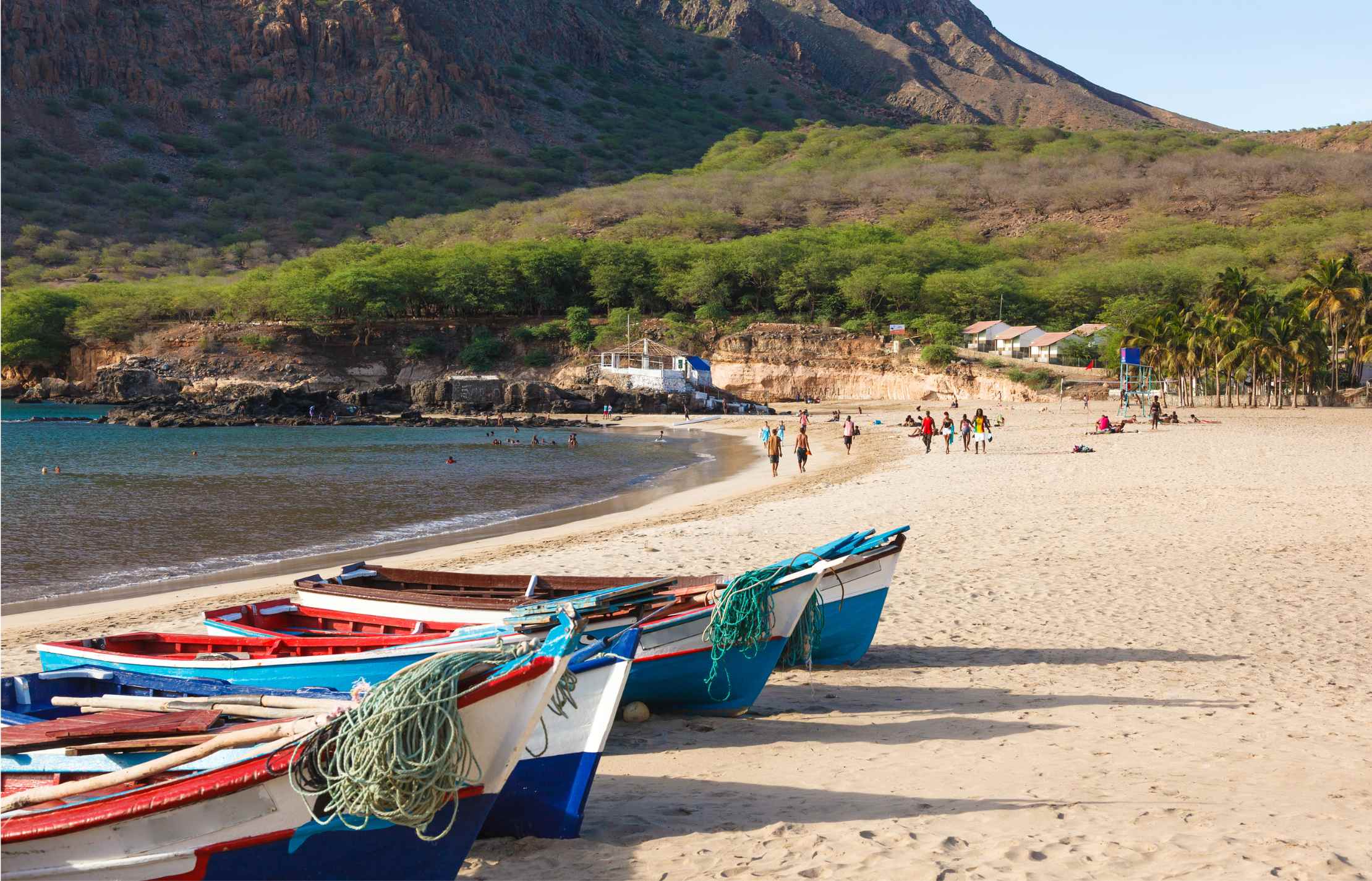 Fishermen boats at Tarrafal Beach, Santiage (Cape Verde)