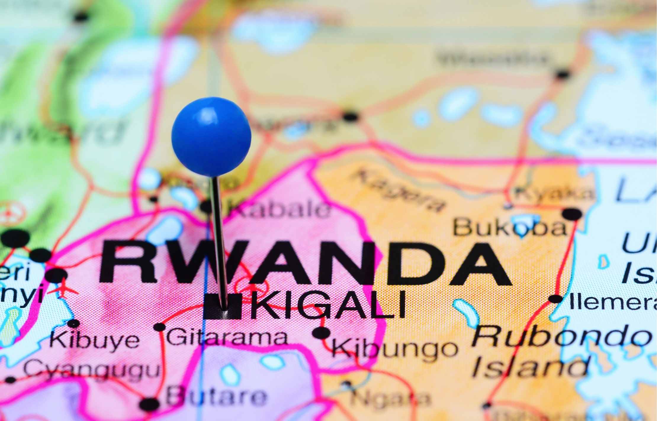 Kigali on map of Rwanda