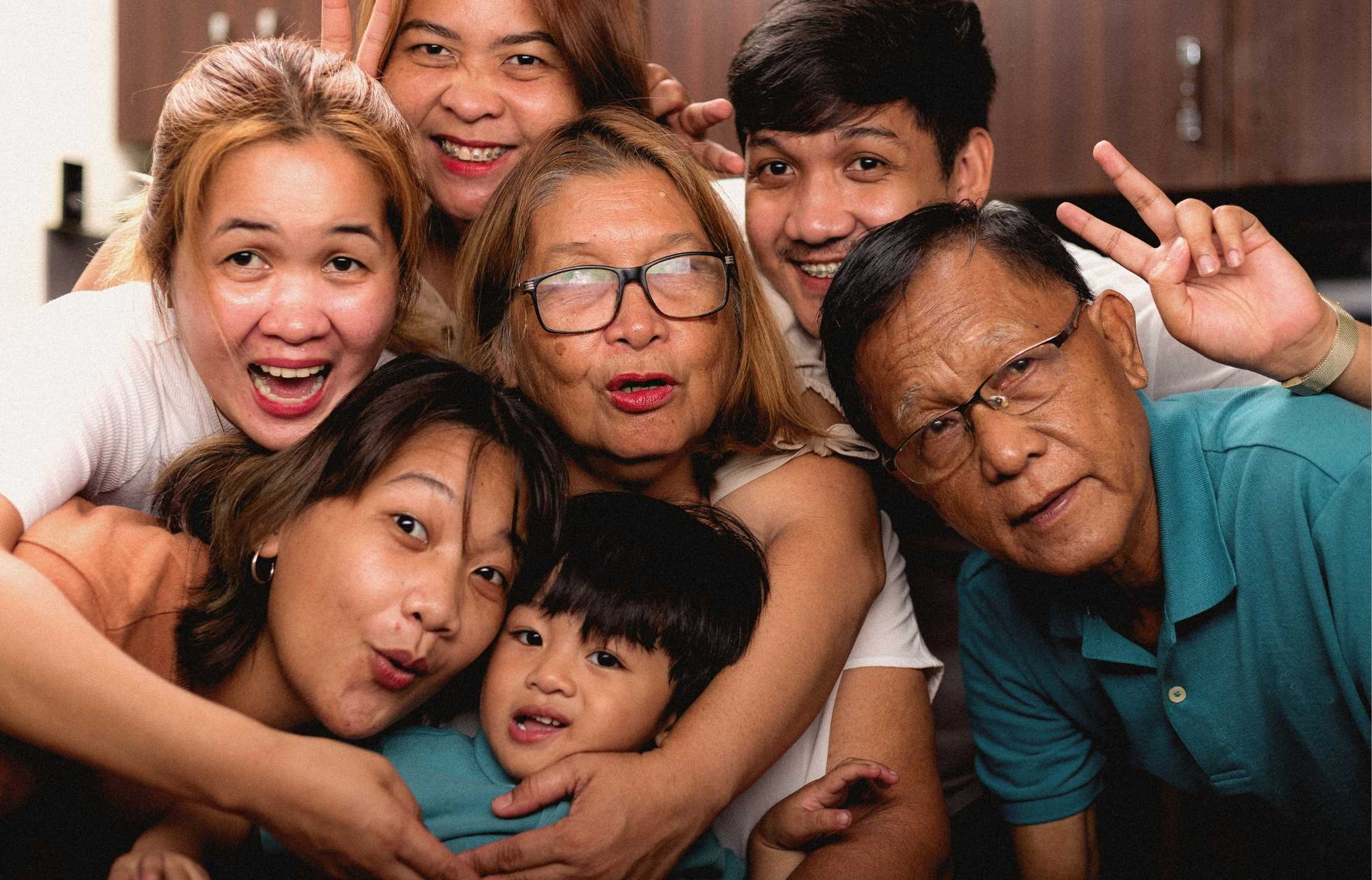 Multiple generations of a family meet in the Philippines