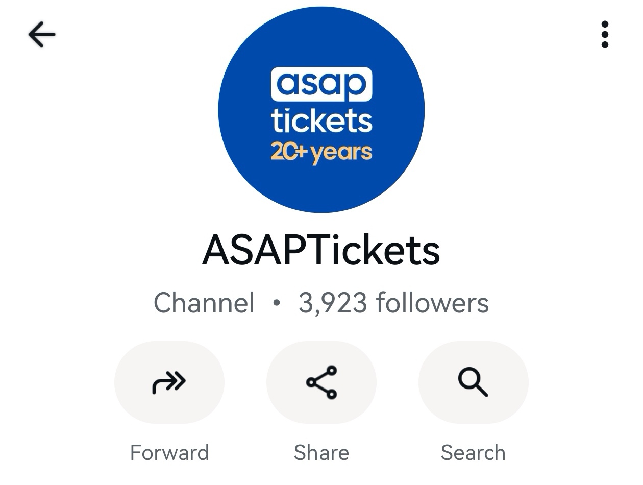 ASAP Tickets WhatsApp Channel