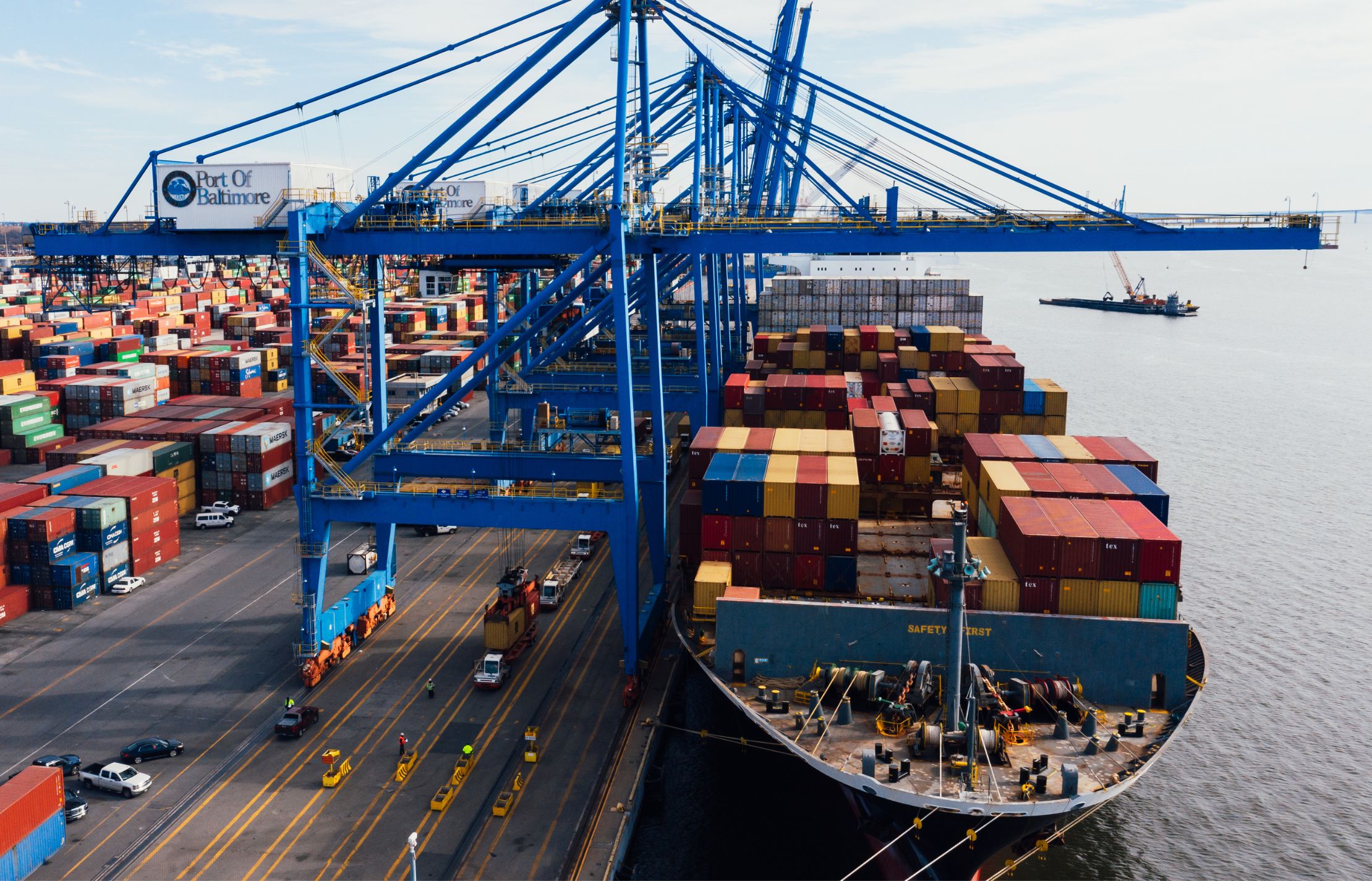 Cargo ship unloading