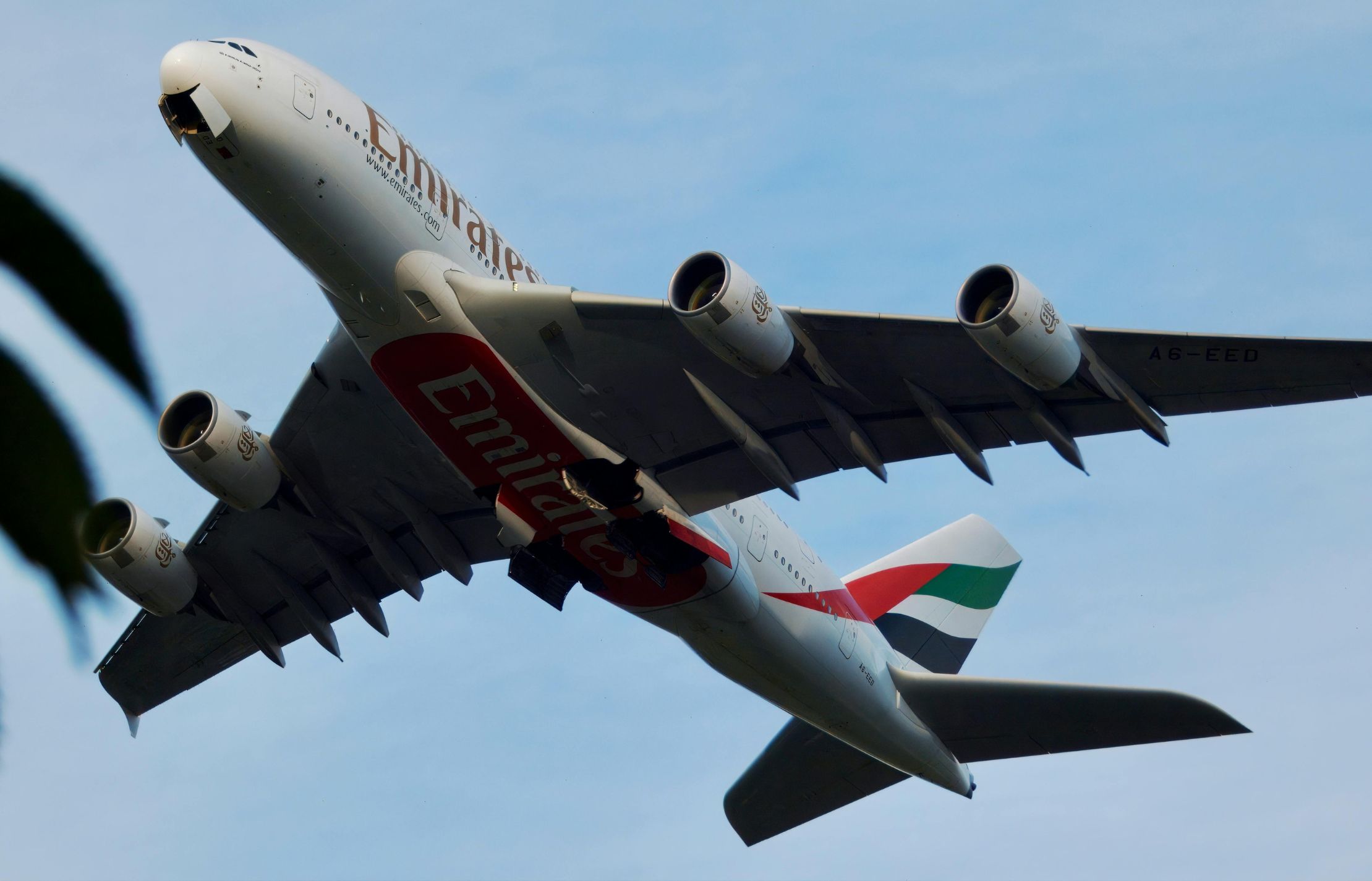 Emirates A380 airplane off to one of its destinations