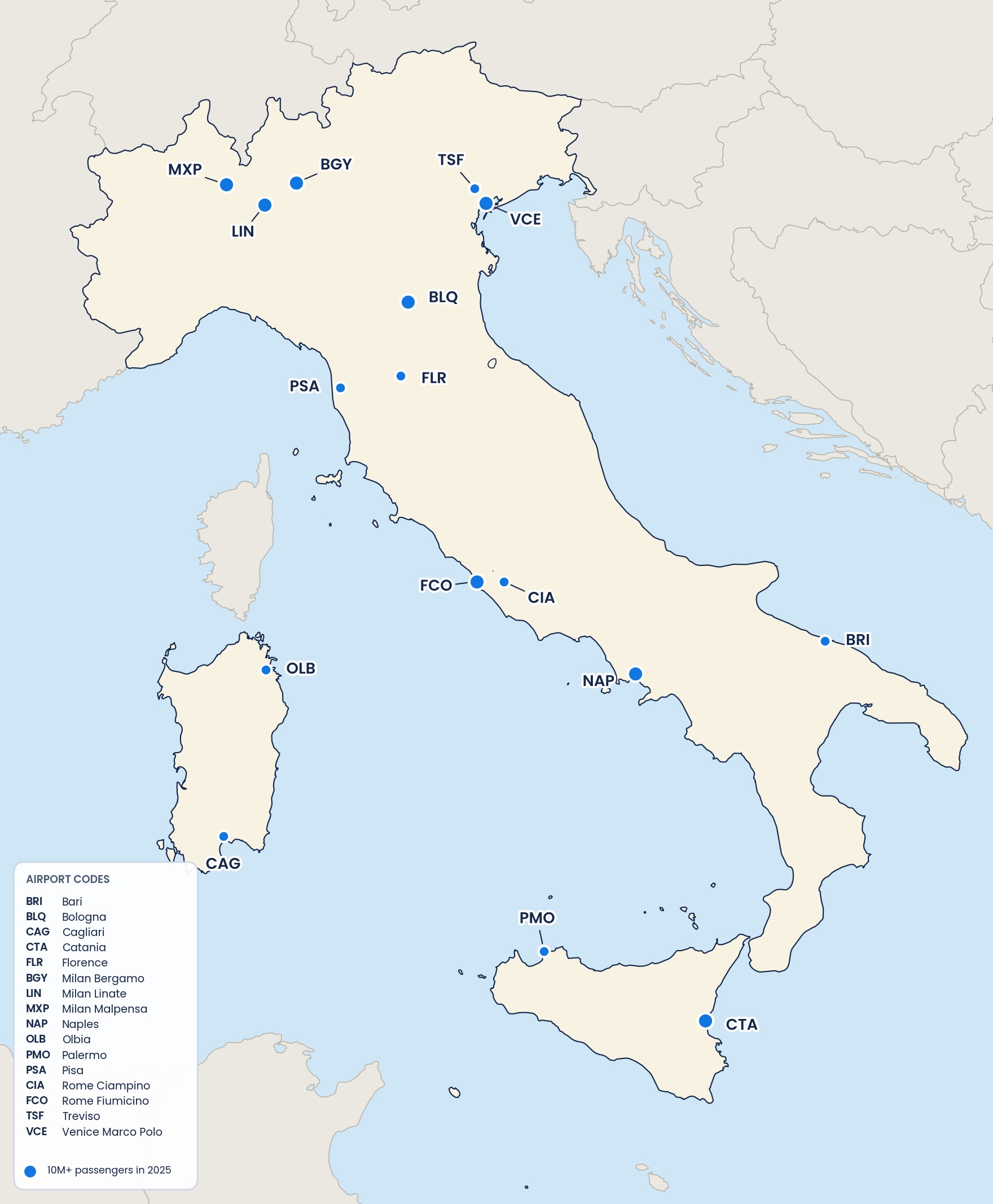 Map of Airports in Italy